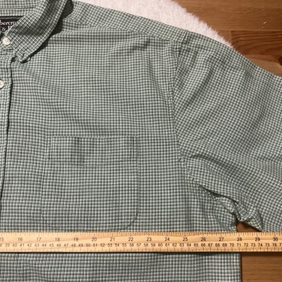 Abercrombie & Fitch Mens Green Gingham Checkered LS Button Down Shirt Sz XL - Picture 9 of 11